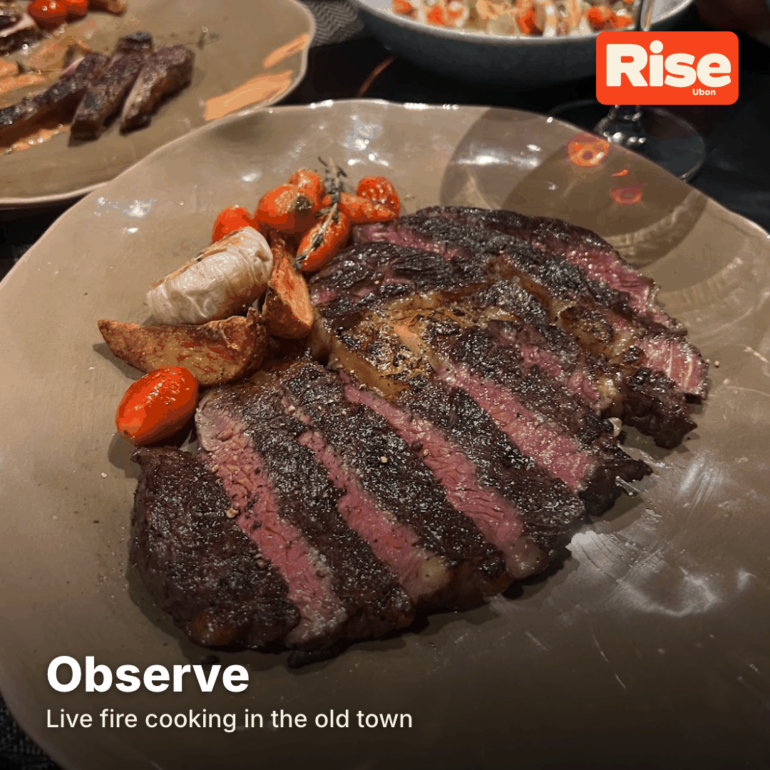 Charcoal-grilled steak at Observe in Ubon Ratchathani